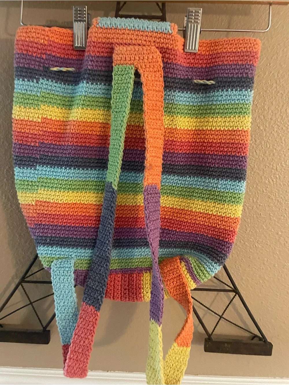 90’s Rainbow Colors Thick Crocheted Backpack